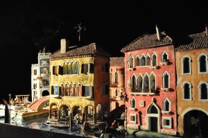 Image of Nativity scenes n which the figures take life amid the canals of the City of Venice