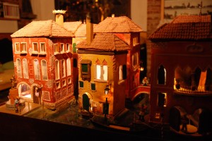 Image of Nativity scenes n which the figures take life amid the canals of the City of Venice