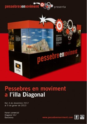 Cartell de l'exposició de Pessebres en moviment a L'illa Diagonal de Barcelona durant el nadal de l'any 2012