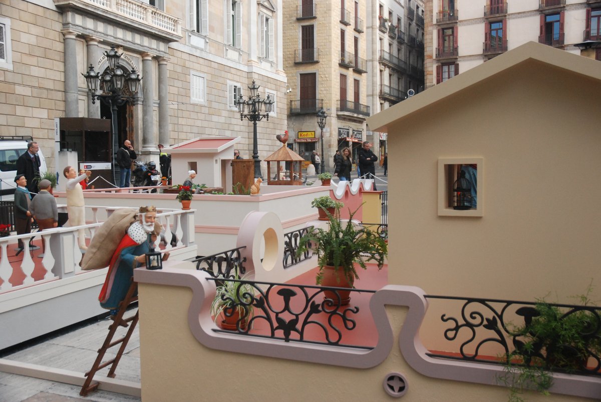 Imagen del belén de la plaza Sant Jaume de Barcelona. Navidad 2013