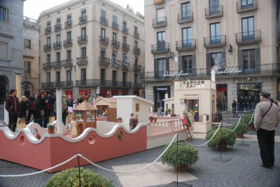 Image of Nativity scene in plaça Sant Jaume de Barcelona. Christmas 2013