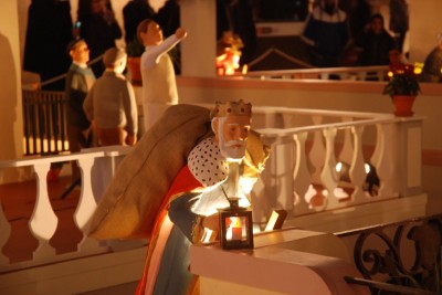 Image of Nativity scene in plaça Sant Jaume de Barcelona. Christmas 2013